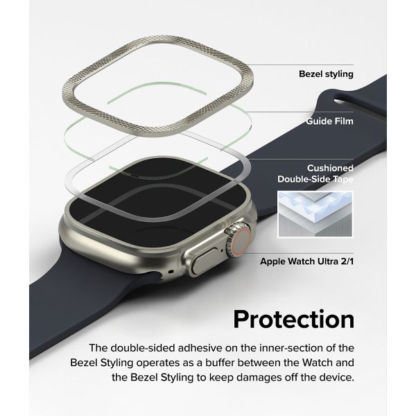 Ringke Bezel Styling + Protection d'écran Apple Watch Ultra - 49 mm - Knurling Titanium