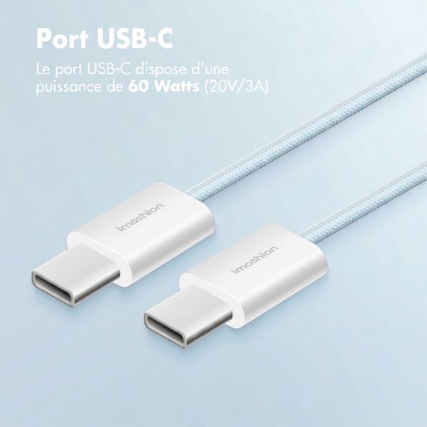 imoshion Câble USB-C vers USB-C - Tressé - 2 mètres - Bleu