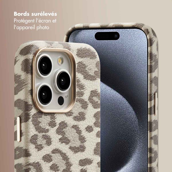 Selencia Coque Sabi imprimé panthère avec MagSafe Apple iPhone 15 Pro - Soft Ivory