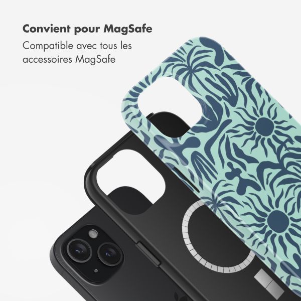 Selencia Coque arrière Vivid avec MagSafe Apple iPhone 15 - Tropical Vibes Light Blue