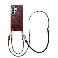 Selencia Coque de télephone Nova Croco avec cordon et porte-cartes Samsung Galaxy S26 Ultra - Burgundy