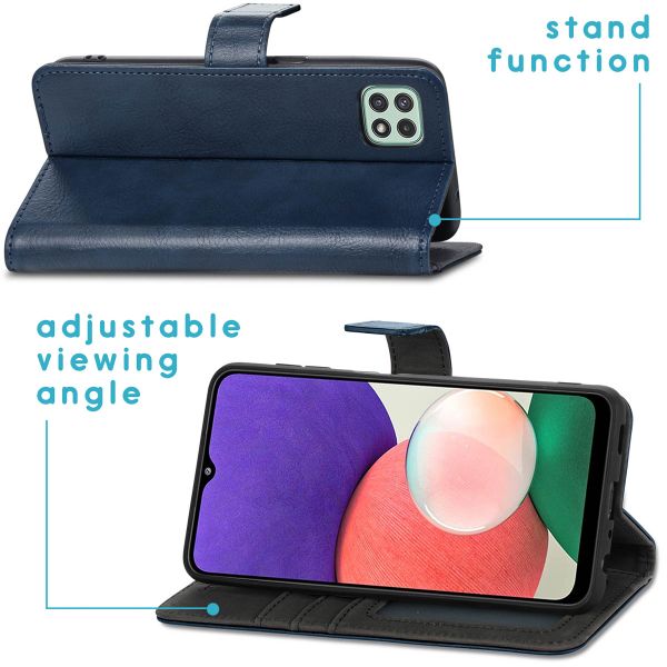 imoshion Étui de télephone portefeuille de luxe Samsung Galaxy A22 (5G) - Bleu foncé