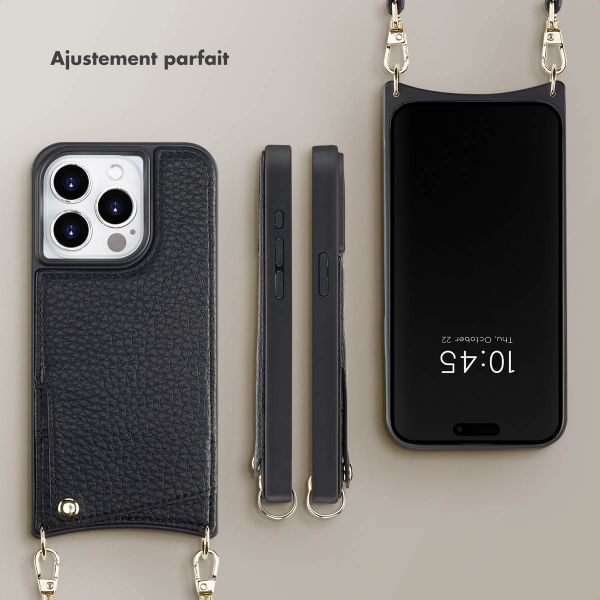 Selencia Coque de télephone Nova avec cordon et porte-cartes Apple iPhone 13 Pro - Noir