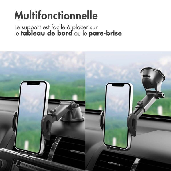 imoshion ﻿ Support de téléphone pour voiture - Réglable - Universel - Carbone - Tableau de bord / pare-brise - Noir