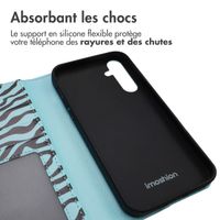 imoshion Étui de télephone portefeuille Design Samsung Galaxy A35 - Black Blue Stripes