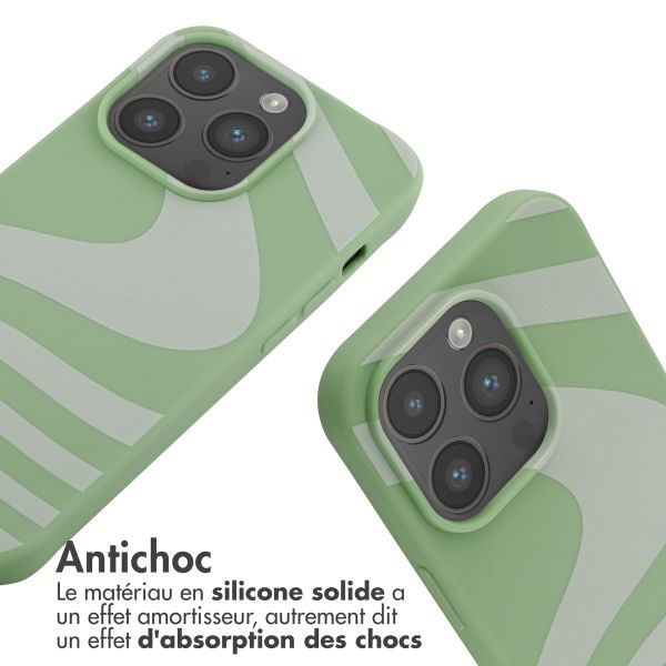 imoshion Coque design en silicone avec cordon Apple iPhone 14 Pro - Retro Green