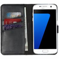 Selencia Étui portefeuille en cuir véritable Samsung Galaxy S7 - Noir