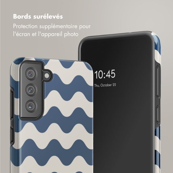 Selencia Coque arrière Vivid Samsung Galaxy S21 FE - Wave Vibes Classic Blue