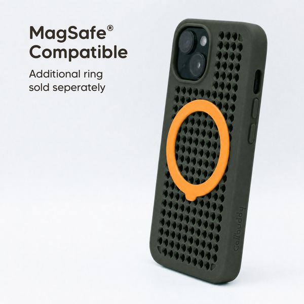 Callbuddy Coque avec strap Apple iPhone 17e / 16e / 15 / 14 / 13 - Camo Orange