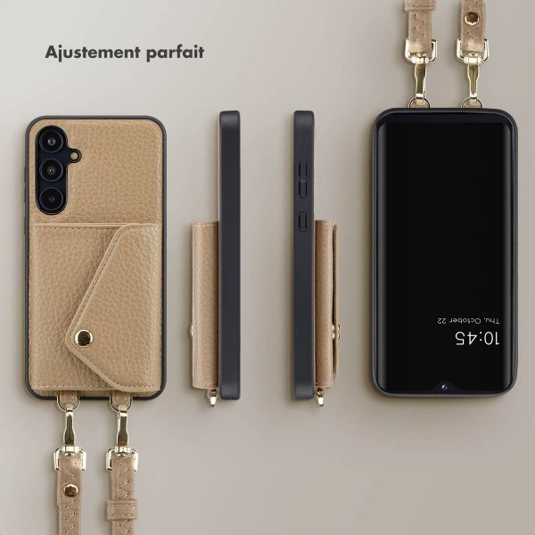 Selencia Coque de télephone Sera avec cordon et porte-cartes enveloppe Samsung Galaxy A55 - Taupe