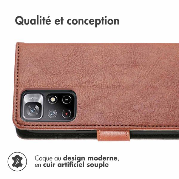 imoshion Étui de télephone portefeuille de luxe Xiaomi Redmi Note 11 (4G) / Note 11S (4G) - Marron