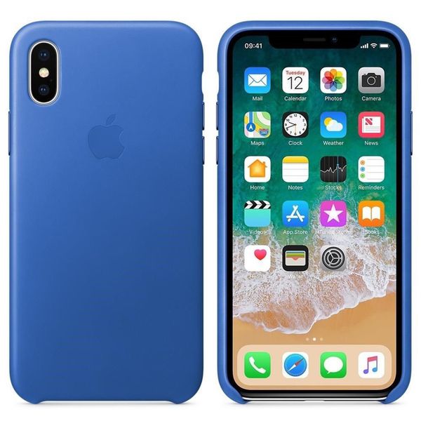 Apple Coque Leather Apple iPhone X - Electric Blue