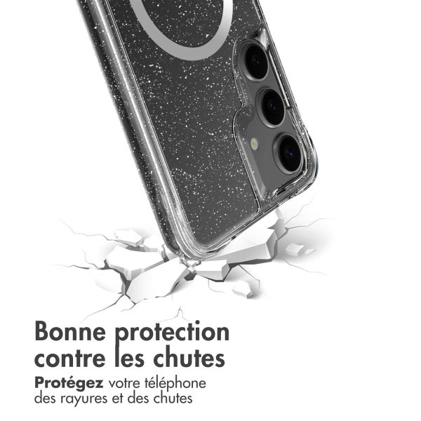 imoshion Coque arrière transparente Pailletée avec MagSafe Samsung Galaxy S25 Plus - Argent