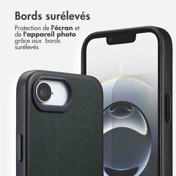 Accezz Coque arrière en cuir avec MagSafe Apple iPhone 17e / 16e - Onyx Black