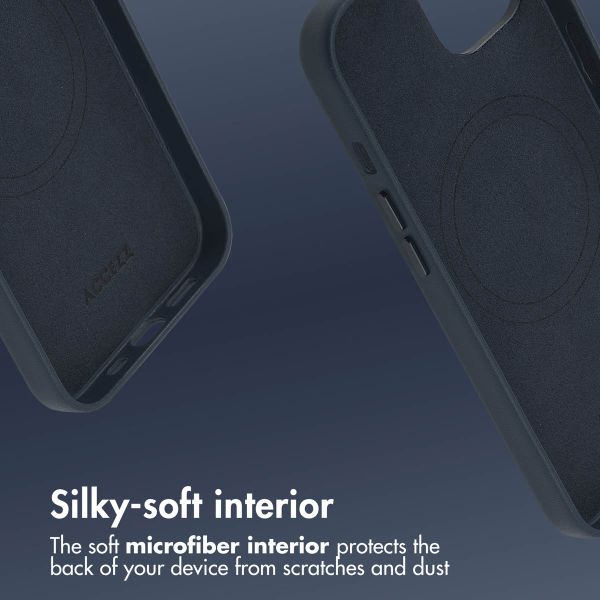 Accezz Coque arrière en cuir avec MagSafe Apple iPhone 13 - Nightfall Blue