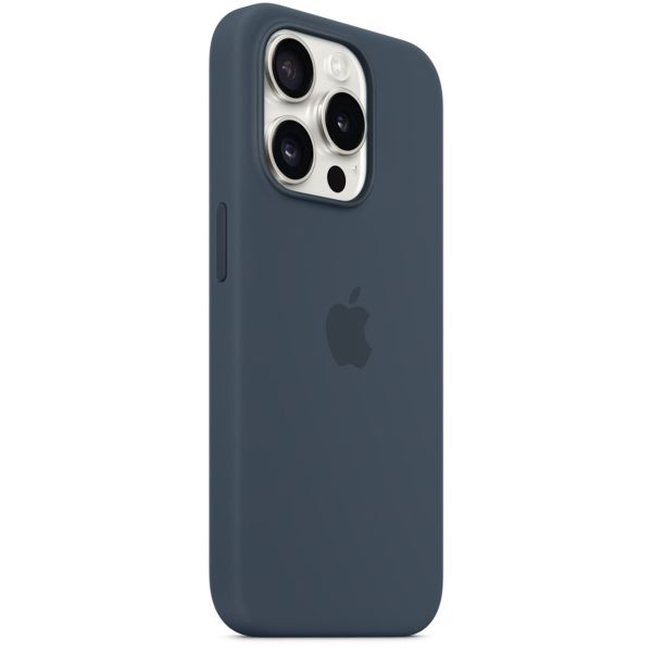 Apple Coque en silicone MagSafe Apple iPhone 15 Pro - Storm Blue