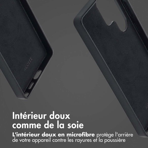 Accezz Coque arrière en cuir avec MagSafe Samsung Galaxy S25 Ultra - Onyx Black
