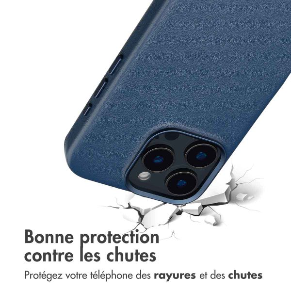 Accezz Coque arrière en cuir avec MagSafe Apple iPhone 16 Pro - Nightfall Blue