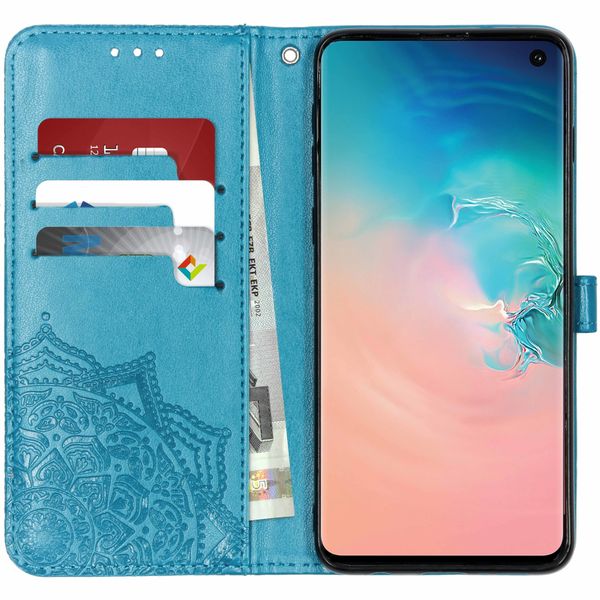 Etui de télephone portefeuille Mandala Samsung Galaxy S10 - Bleu