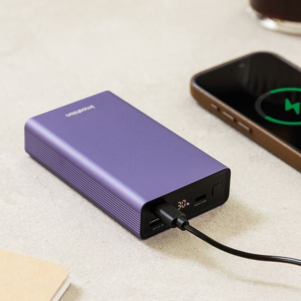 imoshion Ultra Series Aluminium Batterie externe 20.000 mAh - Charge rapide jusqu'à 33 watts - Tropical Violet