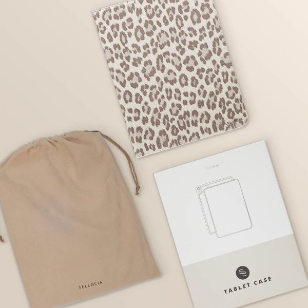 Selencia Coque tablette Sabi avec imprimé léopard Apple iPad 11 (2025) 11 pouces A16 / iPad 10 (2022) 10.9 pouces - Soft Ivory