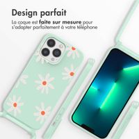 imoshion Coque design en silicone avec cordon Apple iPhone 13 Pro - Green Flower Distance