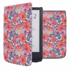 imoshion Design Slim Hard Case Sleepcover Pocketbook Touch Lux 5 / HD 3 / Basic Lux 4 / Vivlio Lux 5 - Flower Watercolor