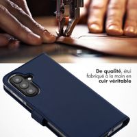 Selencia Étui portefeuille en cuir véritable Samsung Galaxy A27 (5G) - Bleu foncé
