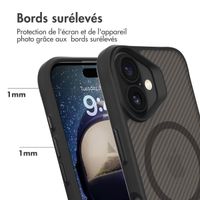 imoshion Rugged Hybrid Carbon Case avec MagSafe Apple iPhone 16 - Noir
