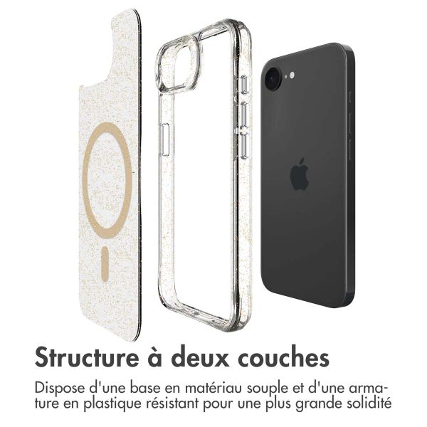 imoshion Coque arrière transparente Pailletée avec MagSafe Apple iPhone 17e / 16e - Doré