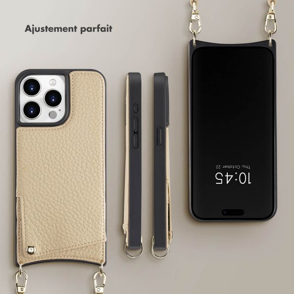 Selencia Coque de télephone Nova avec cordon et porte-cartes Apple iPhone 15 Pro Max - Beige