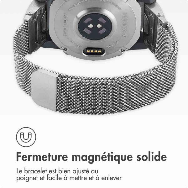 imoshion Bracelet QuickFit® Milanais  - Connexion Garmin 22 mm - Taille L/XL - Argent