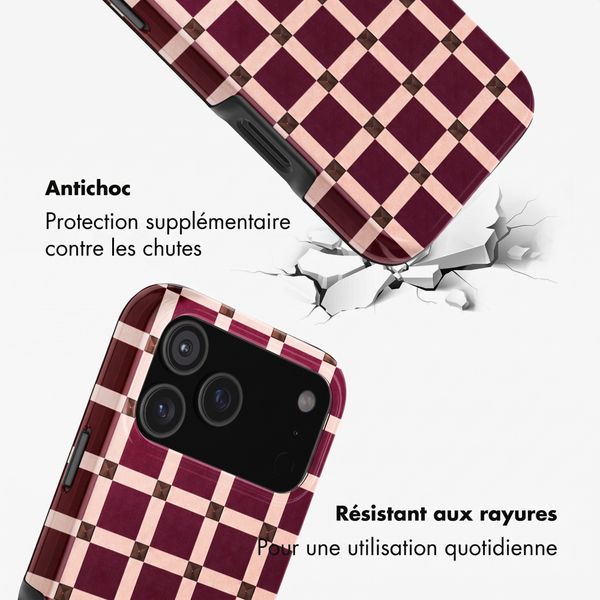 Selencia Coque arrière Vivid Apple iPhone 18 Pro / 17 Pro - Check This Burgundy