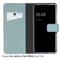 Selencia Étui portefeuille en cuir véritable Samsung Galaxy A54 (5G) - Air Blue