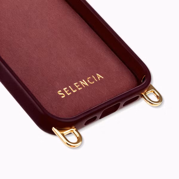 Selencia Coque arrière Rivièra avec MagSafe avec crochets amovibles Apple iPhone 14 / 13 - Bold Burgundy
