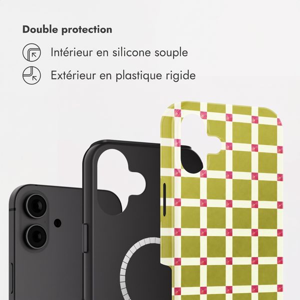Selencia Coque arrière Vivid avec MagSafe Apple iPhone 16 - Check This Olive