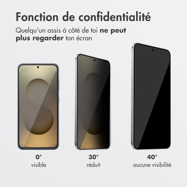 Accezz Protection d'écran en verre trempé avec filtre de confidentialité + Applicateur Samsung Galaxy S25 Ultra
