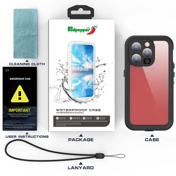 Redpepper Coque imperméable Dot Plus Apple iPhone 15 Pro - Noir