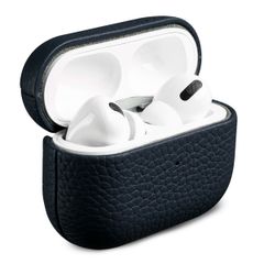 Accezz Coque en cuir véritable  Apple Airpods Pro - Bleu foncé