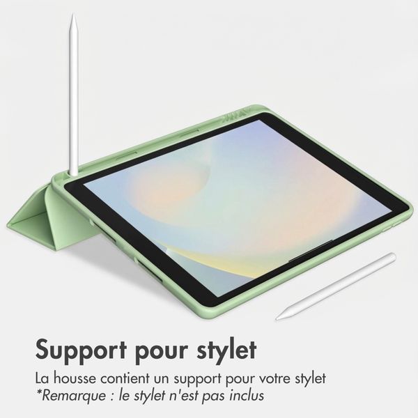 Accezz Coque tablette portefeuille Smart Silicone Apple iPad 9 (2021) 10.2 pouces / iPad 8 (2020) 10.2 pouces / iPad 7 (2019) 10.2 pouces - Vert clair
