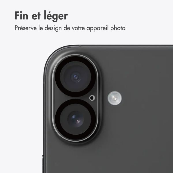imoshion Protection Caméra en verre trempé 2 Pack pour Apple iPhone 16 / 16 Plus / 17 - Noir
