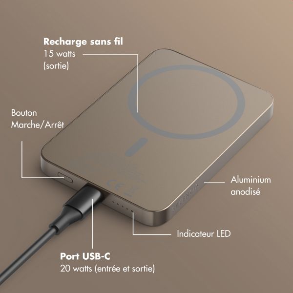 Selencia Powerbank Vivid 5 000 mAh - MagSafe et Qi - Desert Gold / Country Moo'd