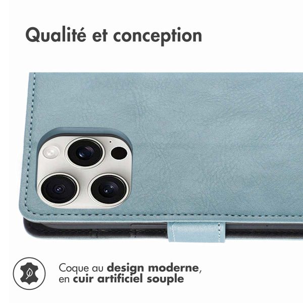 imoshion Étui de télephone portefeuille de luxe Apple iPhone 16 Pro Max - Bleu clair
