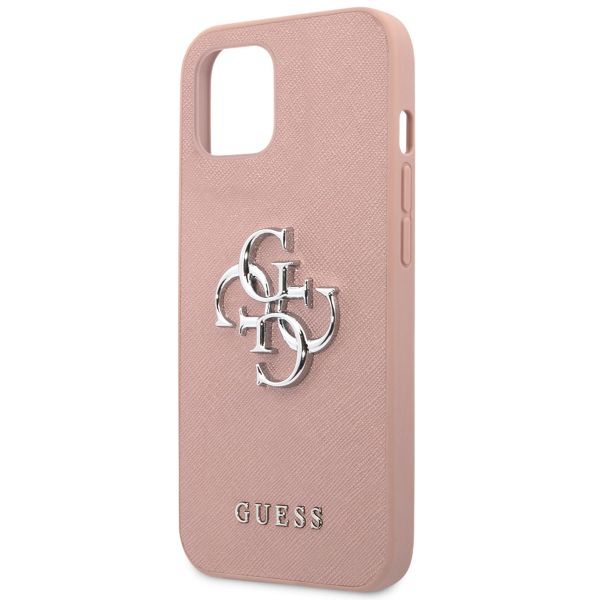 Guess Coque 4G Metal Logo Saffiano Apple iPhone 13 - Rose