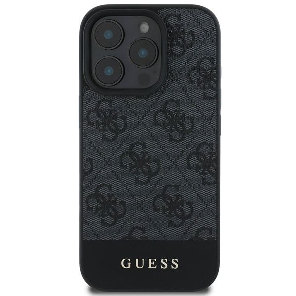 Guess Coque arrière Bottom Stripe 4G Apple iPhone 16 Pro Max - Gris