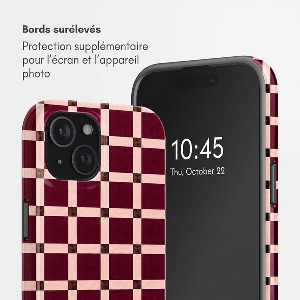Selencia Coque arrière Vivid Apple iPhone 15 - Check This Burgundy