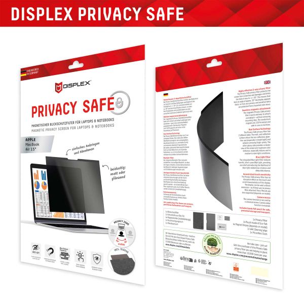 Displex Protection d'écran magnetique Privacy Safe Apple MacBook Air 15 pouces (2023 / 2024 M3 / 2025 M4 / 2026 M5)
