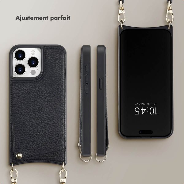 Selencia Coque de télephone Nova avec cordon et porte-cartes Apple iPhone 15 Pro Max - Noir
