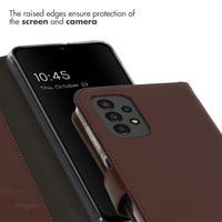 Selencia Étui portefeuille en cuir véritable Samsung Galaxy A13 (4G) - Marron