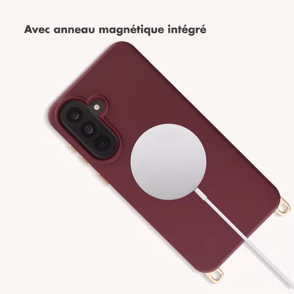 Selencia Coque arrière Rivièra avec MagSafe avec crochets amovibles Samsung Galaxy A36 / A56 - Bold Burgundy